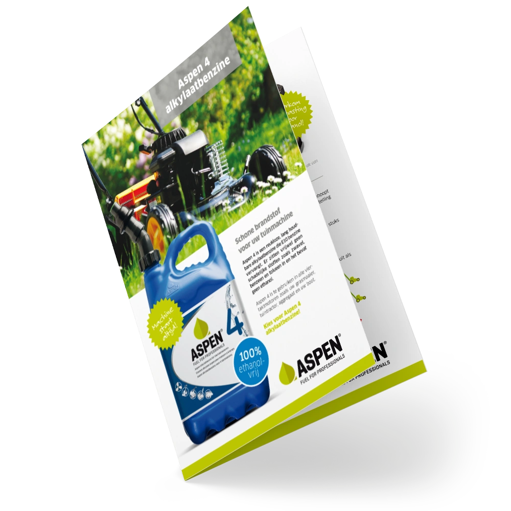 Aspen folder met informatie over Aspen 4 alkylaatbenzine