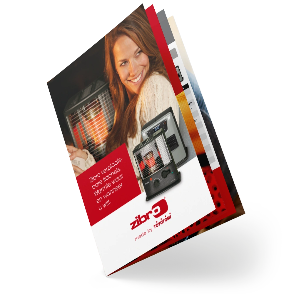 Zibro folder met informatie over de kachel en Firelux brandstof